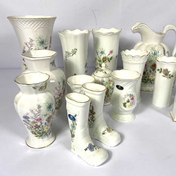 A large collection of Aynsley 'Wild Tudor' fine bone china, including tea wares, a clock, jugs, - Image 9 of 16