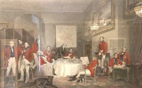 After Charles Lewis and Edward Grant, coloured print of 'The Melton Breakfast, re-strike of 19th