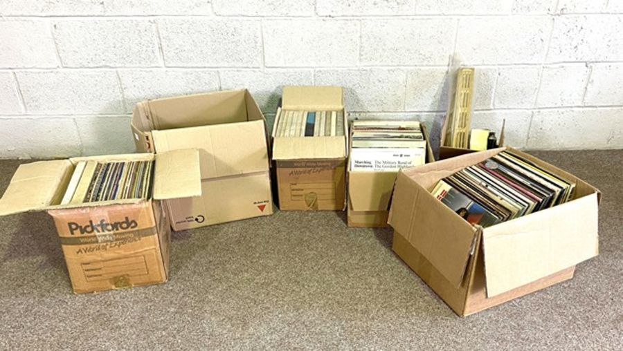 A large assortment of 20th century vinyl records, in five boxes, including Opera, Classical and