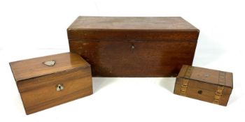 A 19th century mahogany writing slope, together with two small decorative boxes (3)