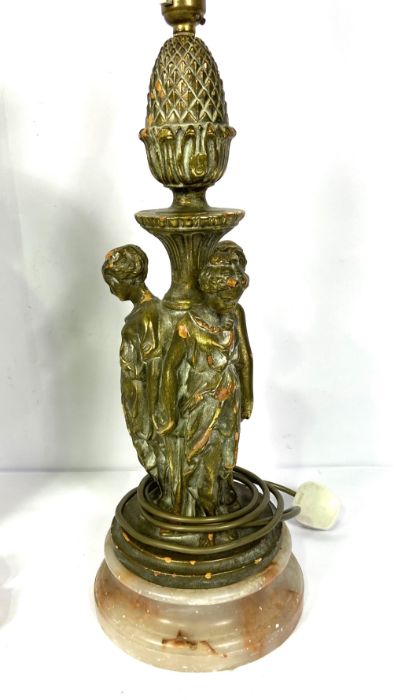 A group of assorted decorative table lamps, including a French style gilt metal urn lamp base and an - Image 3 of 6