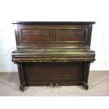 A small Art Deco upright piano, by Harrington, London, in a walnut veneered case, serial number