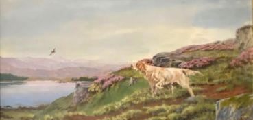 S White, British (XX), A sporting pointer with red grouse, oil on board, signed and dated LR: S