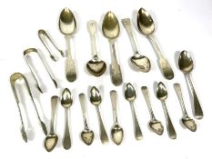 A small quantity of Georgian and similar flatware, including nine assorted Old English teaspoons;