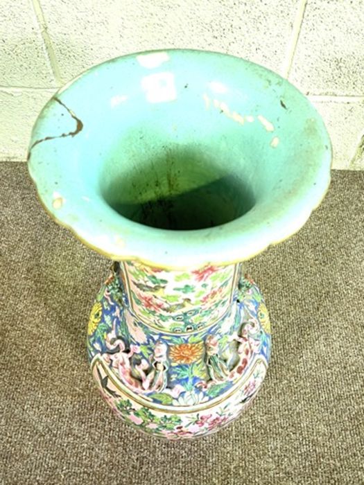 A large Chinese enameled baluster vase, late Qing or Republic period, decorated in colours and - Image 5 of 12