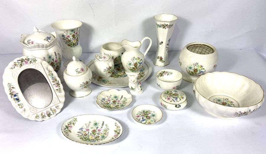 A large collection of Aynsley 'Wild Tudor' fine bone china, including tea wares, a clock, jugs, - Image 3 of 16