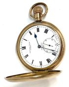 A Thomas Russell of Liverpool full hunter gold plated pocket watch, early 20th century, with Roman