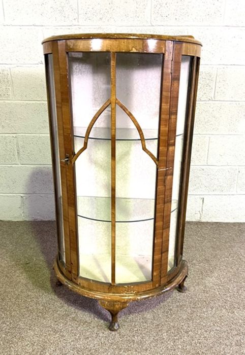 Three assorted vintage glass fronted and veneered display cabinets (3)