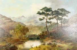 Prudence Turner, British (1930-2007), Near Tyndrum, A Highland Landscape, with Scot’s Pines, oil