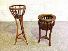 A Regency style jardiniere or plant stand, and other similar smaller plant stand, 96cm and 72cm high