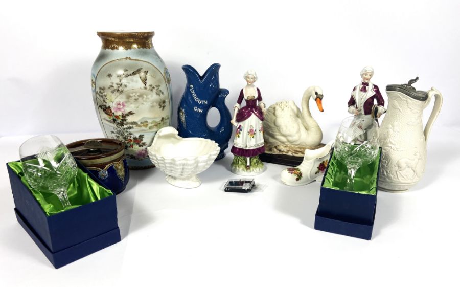 A group of assorted ceramics and decorative items, including a ‘Plymouth Gin’ water jug in the - Image 2 of 6