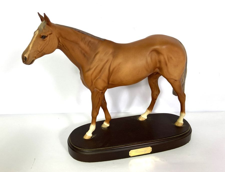 Three Royal Doulton models of famous racehorses, including Red Rum, DA20, The Minstrel and Grundy, - Image 4 of 7