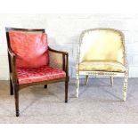 A Regency style mahogany Bergere armchair, 19th century; together with a Louis XVI style tub