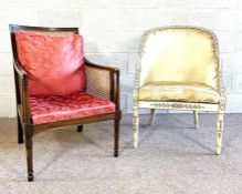 A Regency style mahogany Bergere armchair, 19th century; together with a Louis XVI style tub