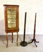 A Continental style vintage wine rack and table; together with a small corner cabinet and two