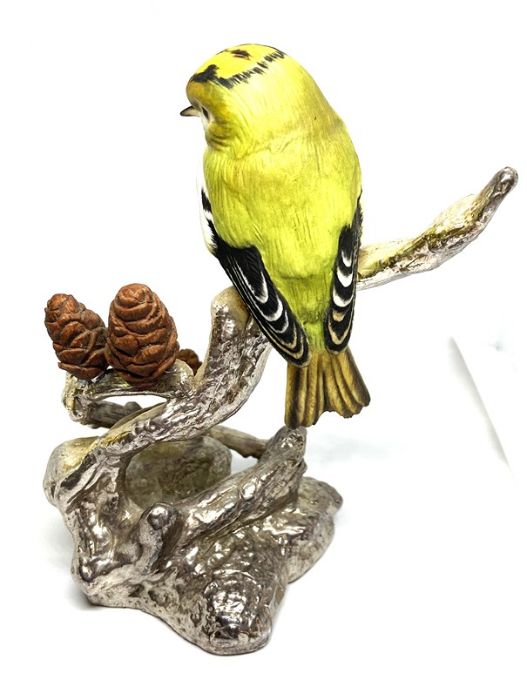 Two ceramic models of birds, 20th century, set on hallmarked silver bases, naturalistically modelled - Image 9 of 9
