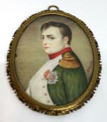 After Paul Delaroche, French (1797-1896), a 19th century miniature of Napoleon Bonaparte, painted on