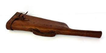A vintage leather leg of mutton gun case, 76cm long