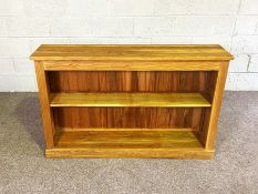 A modern hardwood open bookcase, with single adjustable shelf, 88cm high, 137cm wide; together