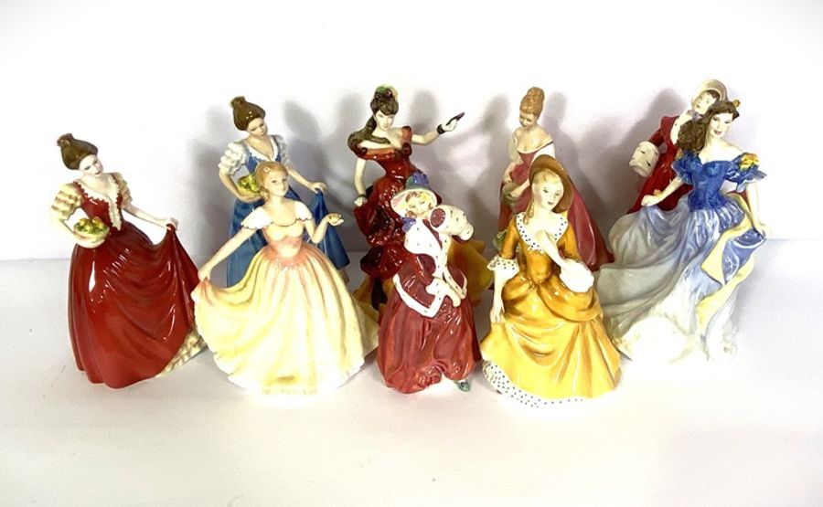A group of nine assorted Royal Doulton bone china figures of ladies, including ‘Helen’ HN3886;