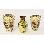 Pair of Chinese style baluster vases with a Maling style vase (3)