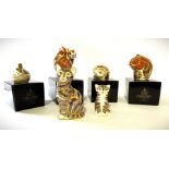 Four boxed Royal Crown Derby bone china paperweights, including Woodland Squirrel; Red Squirrel;