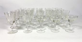 An Assortment of crystal table glassware, including a set of twenty two wine goblets (a lot)