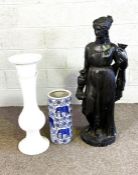 A vintage black painted classical garden figure of the Goddess Hebe, after the antique, 108cm