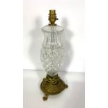 A selection of table lamps and related, including a glass baluster shaped base; a pair of pricket