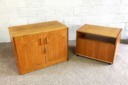 Two modern cabinet units, in two sizes, larger 72cm wide; together with a folding Z bed (3)