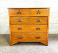 A vintage satin birch chest of drawers, with two short and three long drawers, 97cm high, 102cm