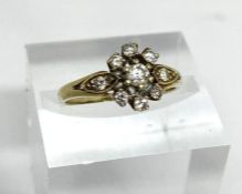 Three rings, including an 18 carat gold and diamond chip ring, 2g (gross); a 14 carat gold and