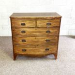 A Victorian mahogany bowfront chest of drawers, circa 1880, with two short and three long drawers,