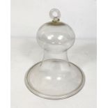 A vintage clear glass smoke bell, of typical conical form with suspension loop, 22cm diameter