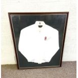 ENGLISH CRICKET: A Signed Geoff Boycott Training Top, with Joshua Tetley sponsors badge, framed.