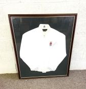 ENGLISH CRICKET: A Signed Geoff Boycott Training Top, with Joshua Tetley sponsors badge, framed.