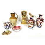 A quantity of assorted decorative china, including an Art Nouveau style desk clock, two small