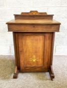 A Victorian walnut and inlaid Davenport, circa 1890, with a fall front and cabinet under, 79cm high