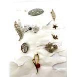 A large assortment of costume jewellery, including brooches, necklaces and ear rings (a lot)