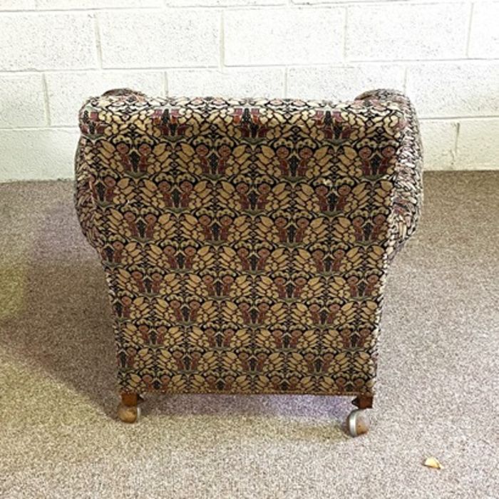An art deco patterned moquette upholstered armchair; together with a small dining chair (2) - Image 2 of 6