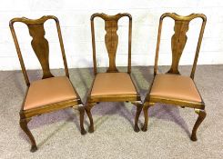 Three Queen Anne style dining chairs, with drop in seats (3)