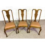 Three Queen Anne style dining chairs, with drop in seats (3)