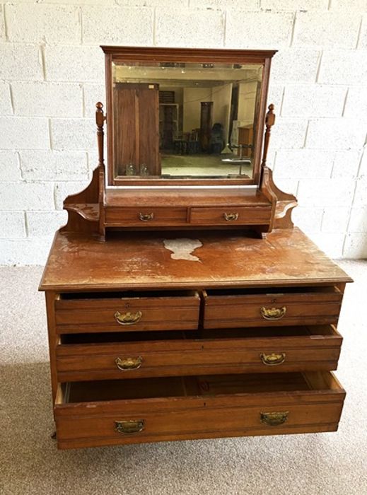 An Edwardian dressing chest, with rectangular mirrored top, 156cm high, 122cm wide; together with an - Image 2 of 5