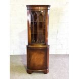 A George III style corner china display cabinet, 180cm high, 64cm wide