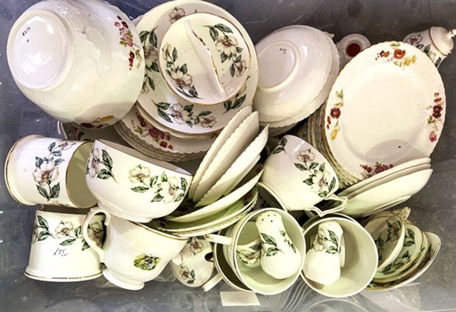 A large assortment of bone china, including a part dinner service, decorated with bands of - Image 2 of 20