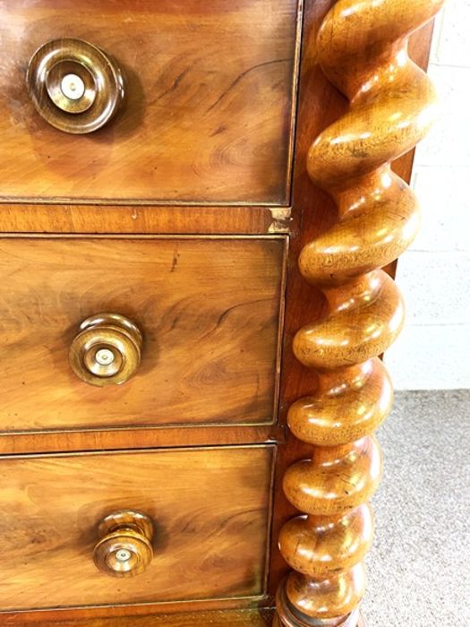 A large Scottish Victorian mahogany chest of drawers, with a cushion drawer above a central hat - Image 9 of 10