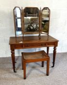 A Victorian mahogany writing or dressing table, circa 1870, 73cm high, 106cm wide; together with a