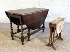 A small drop leaf occasional table, early 20th century; together with a small Sutherland table, with