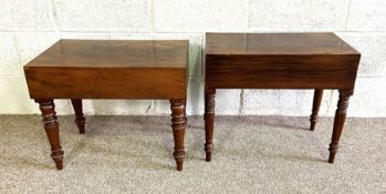 Two 19th century mahogany commode stools, each with a removable rectangular top, opening to reveal a