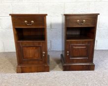 A pair of Regency style bedside cabinets, each with a drawer and cabinet door